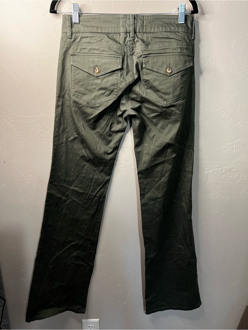 Bishop of Seventh Vintage Y2K Olive Green Low Rise Bootcut Flare Long Pants - Picture 7 of 11
